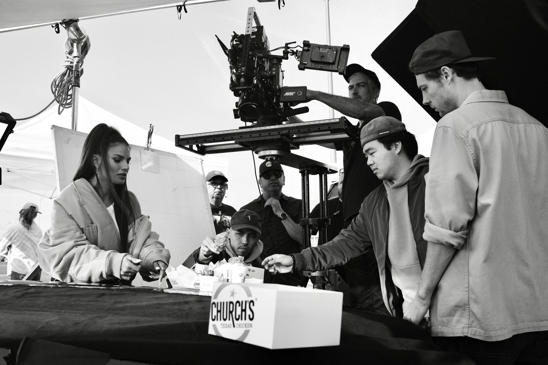 Behind the scenes on the Church's Chicken commercial shoot