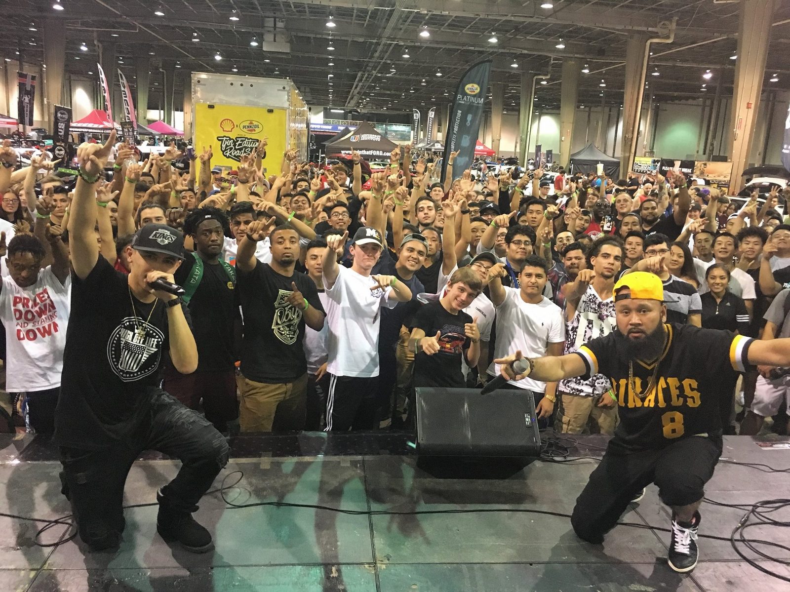Z. Rich and Mike Sick performing to a large crowd